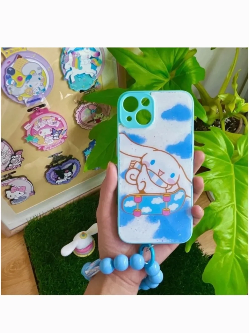 iPhone 13 cartoon case.Handmade cute case with free gift beads chain